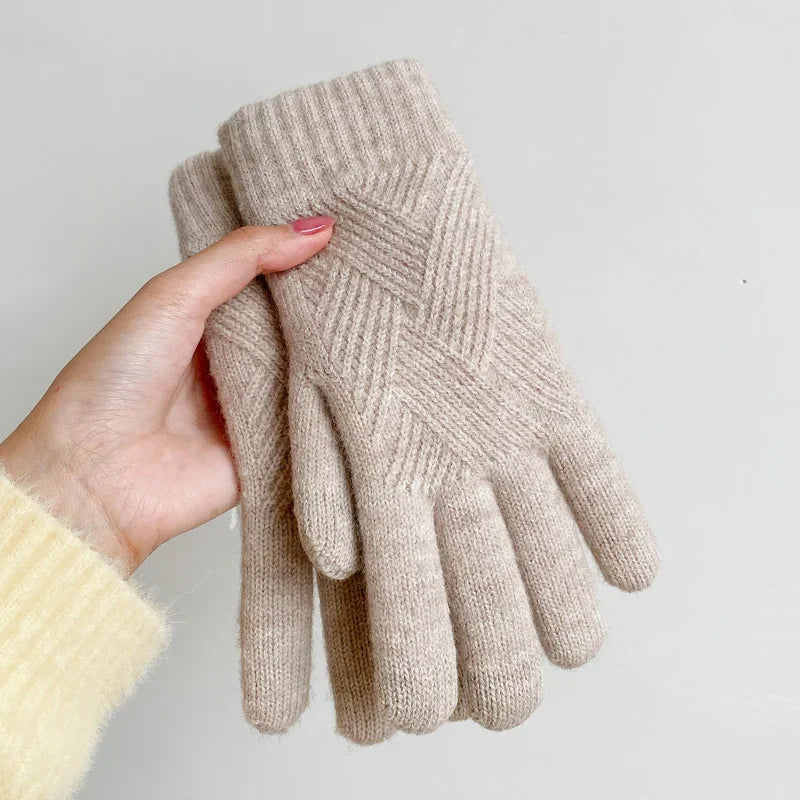 Diamond Knit Cashmere Gloves