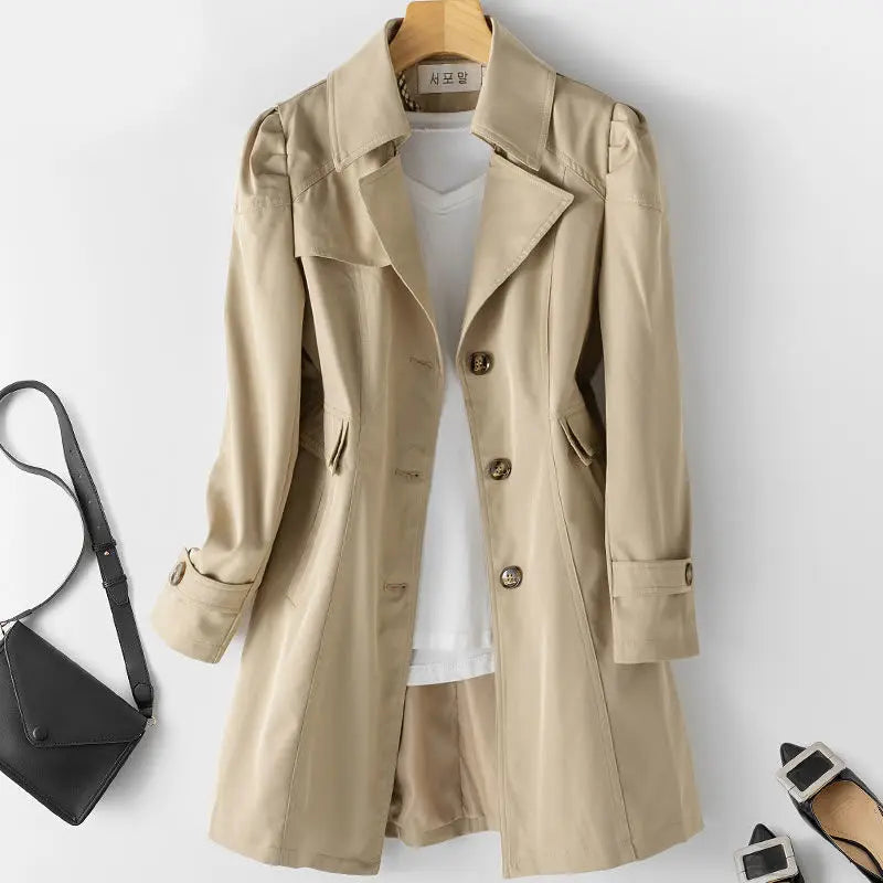 Lena Vaughn Open-Collar Trench Coat