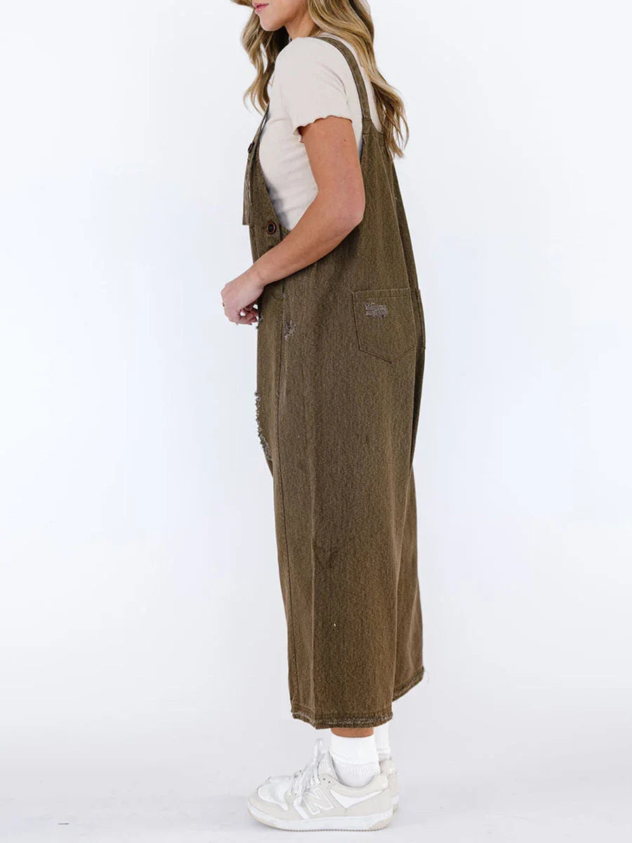 Hazel Washed Denim Overalls