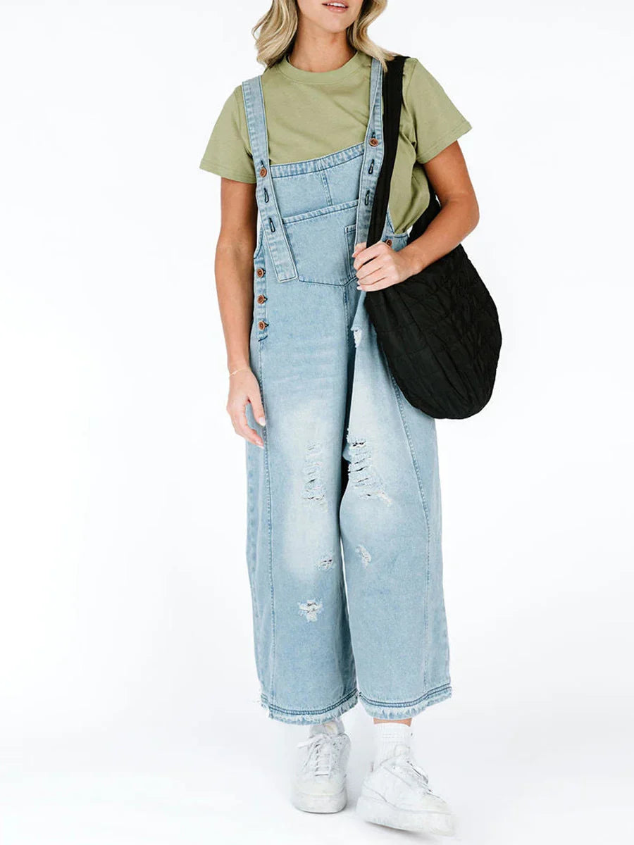 Hazel Washed Denim Overalls