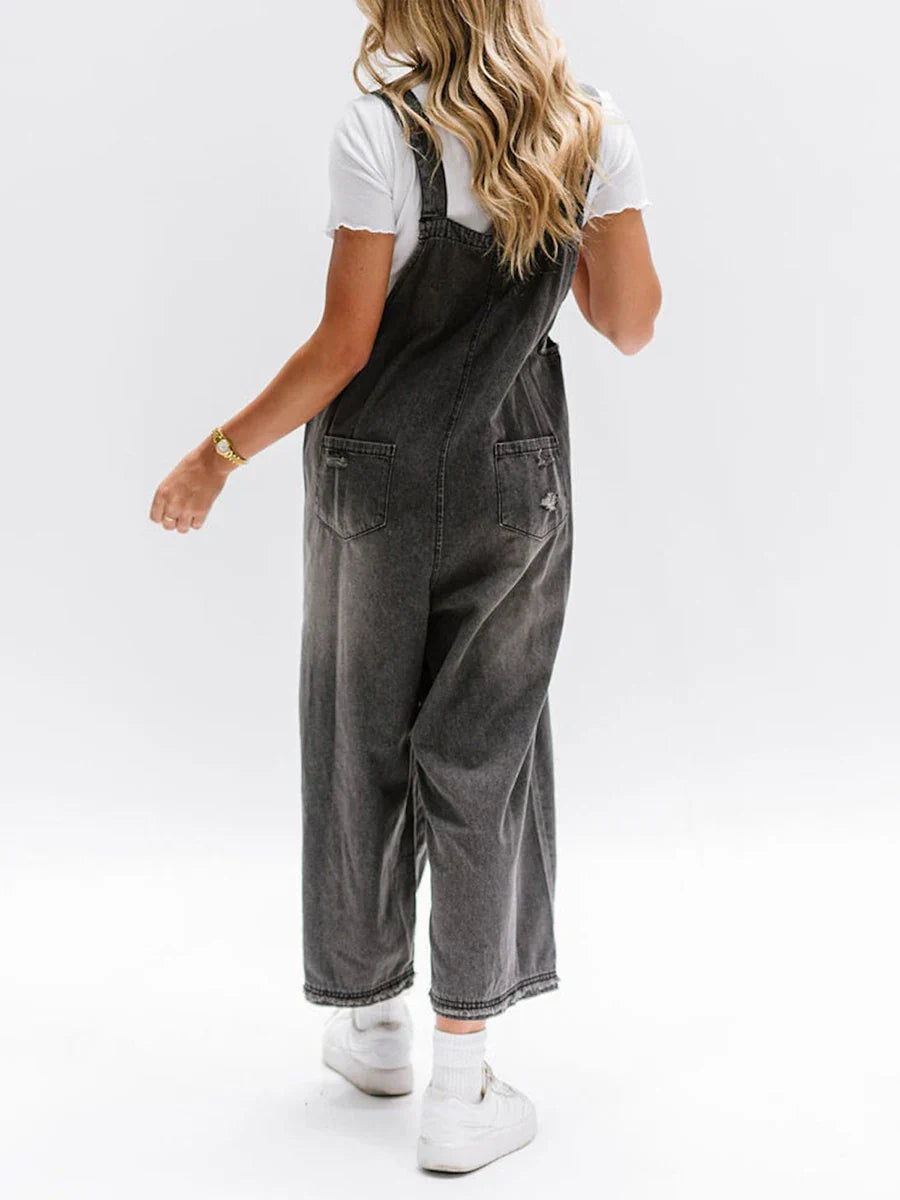Hazel Washed Denim Overalls