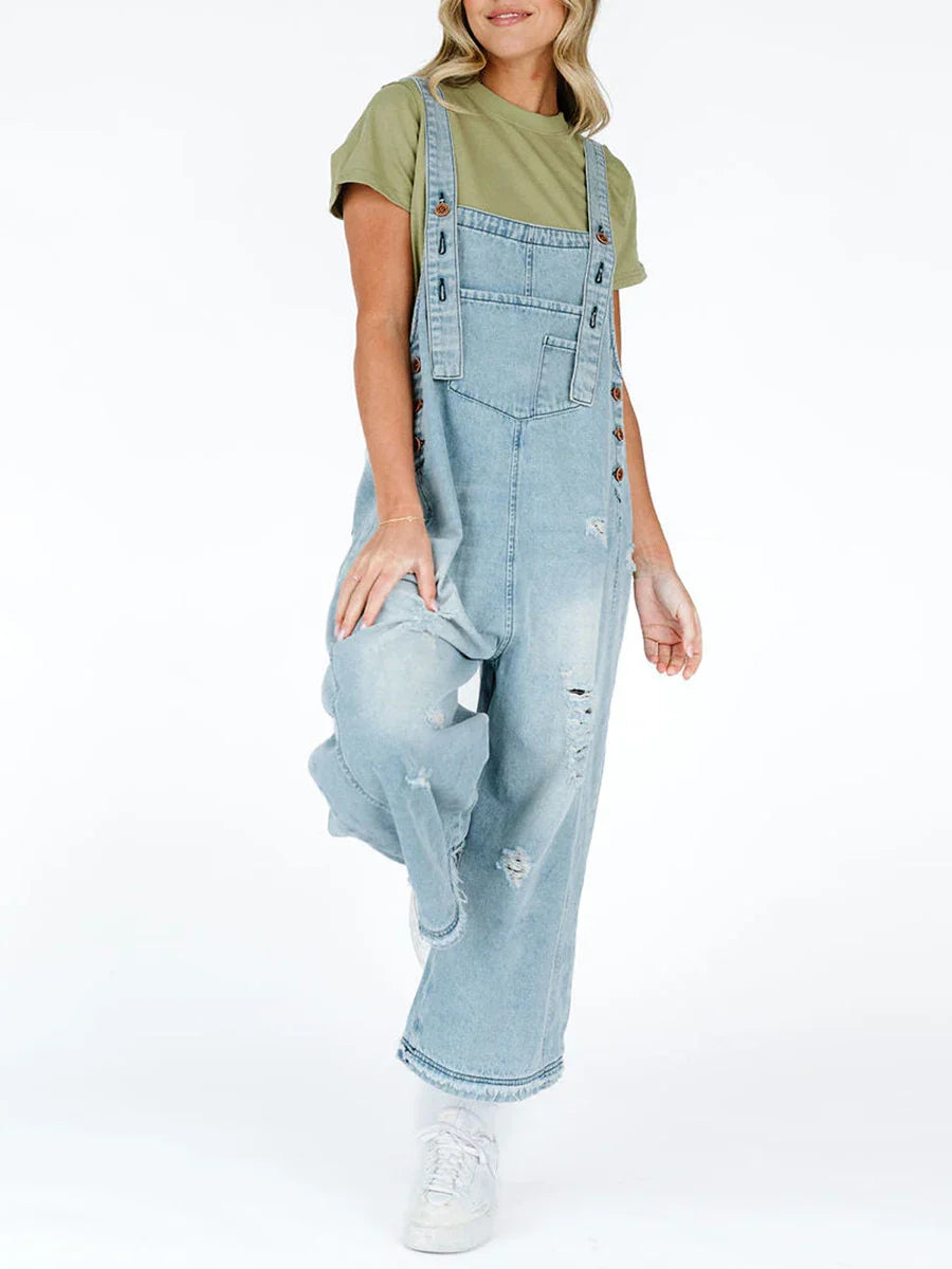 Hazel Washed Denim Overalls