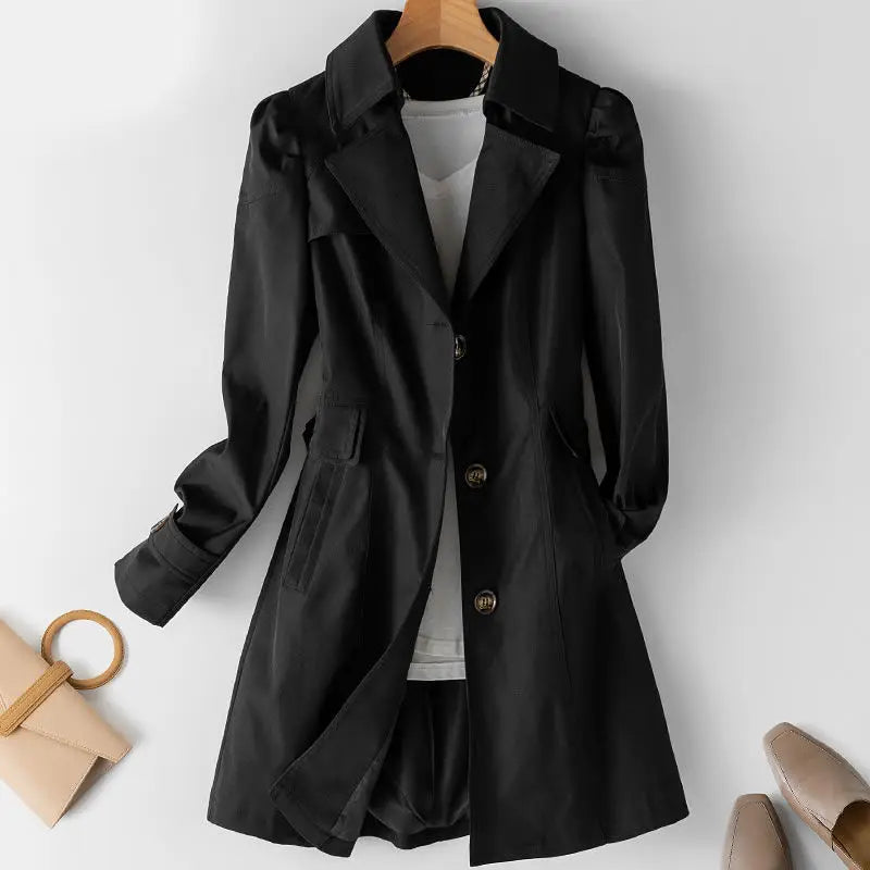 Lena Vaughn Open-Collar Trench Coat