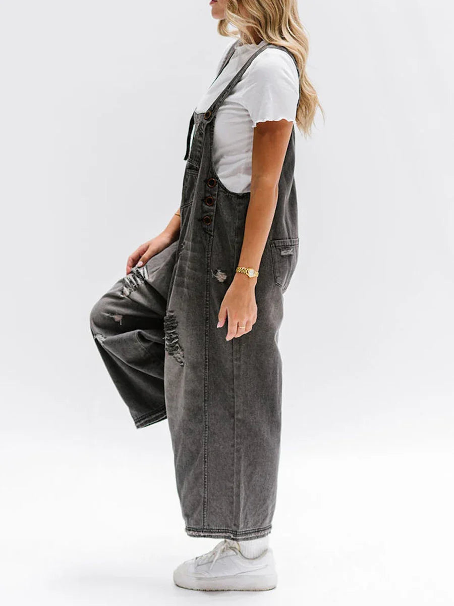 Hazel Washed Denim Overalls