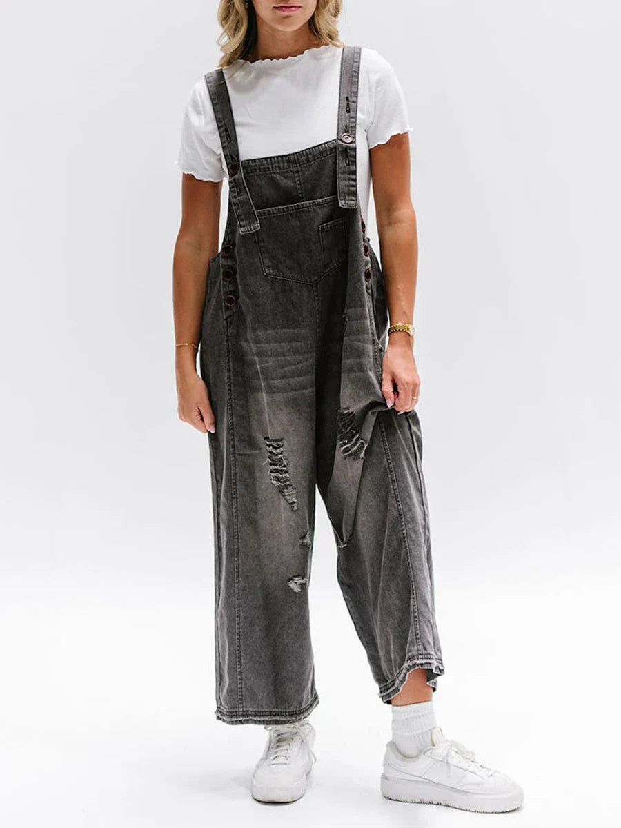Hazel Washed Denim Overalls