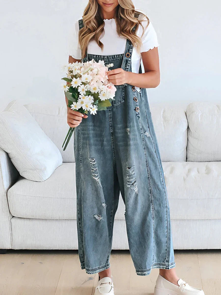Hazel Washed Denim Overalls