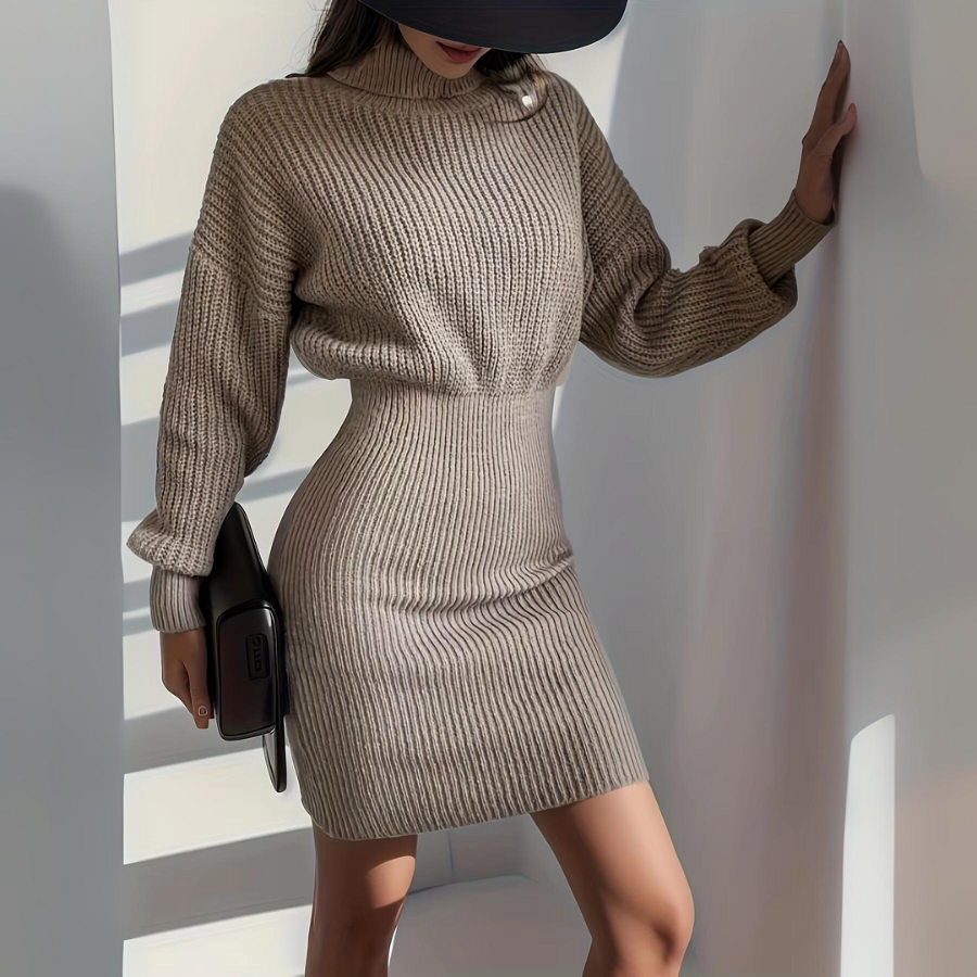 Elysian Embrace Turtleneck Dress