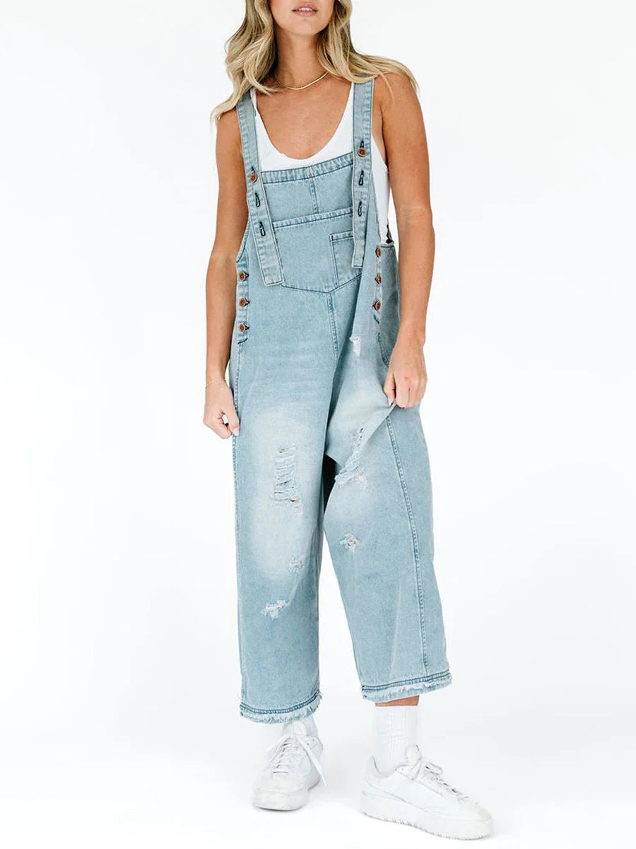 Hazel Washed Denim Overalls