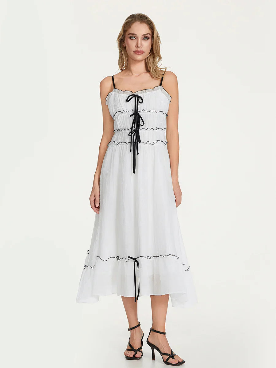 Clementine Frill Lace-up Dress