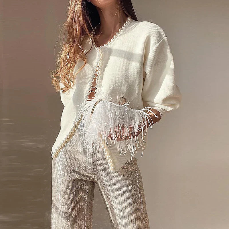 Marga Pearl-lined Knit Cardigan