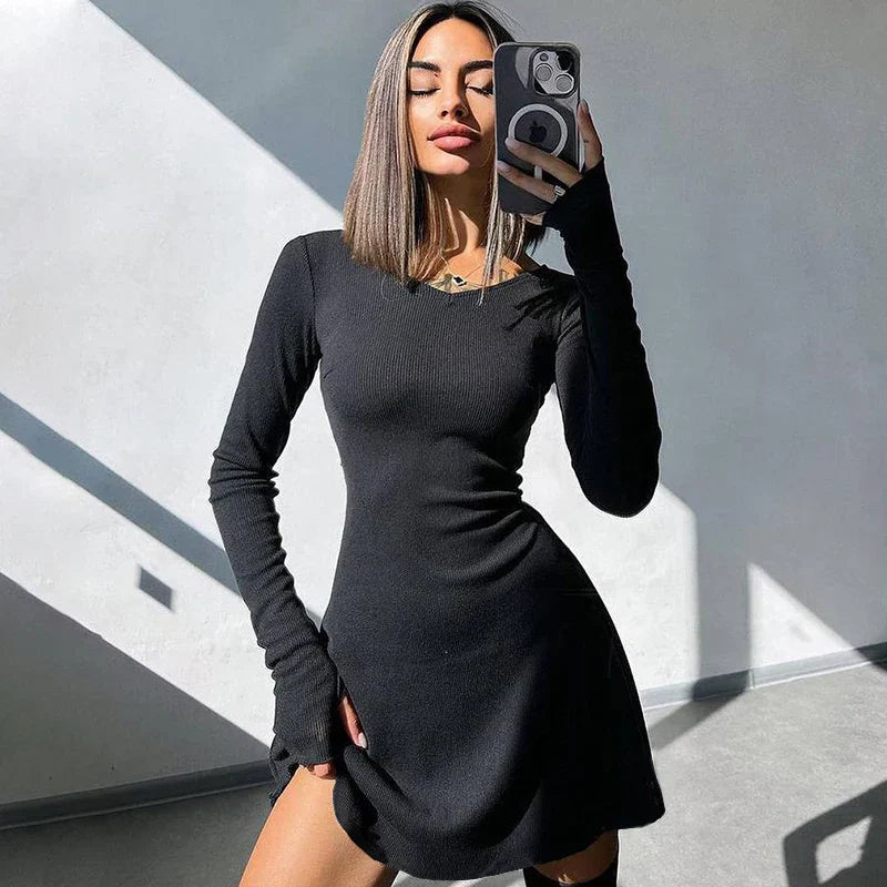 Midnight V-Neck Mini Dress
