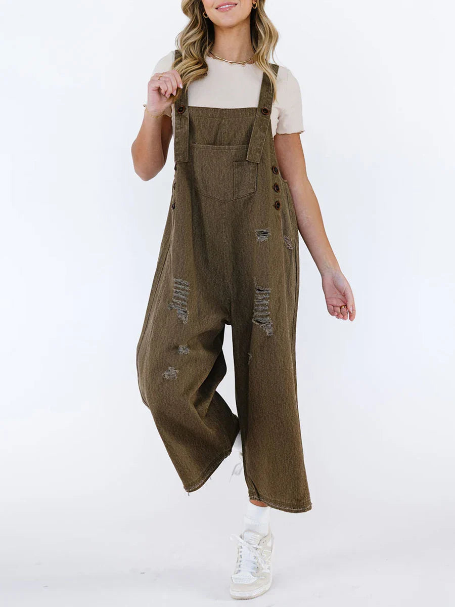Hazel Washed Denim Overalls