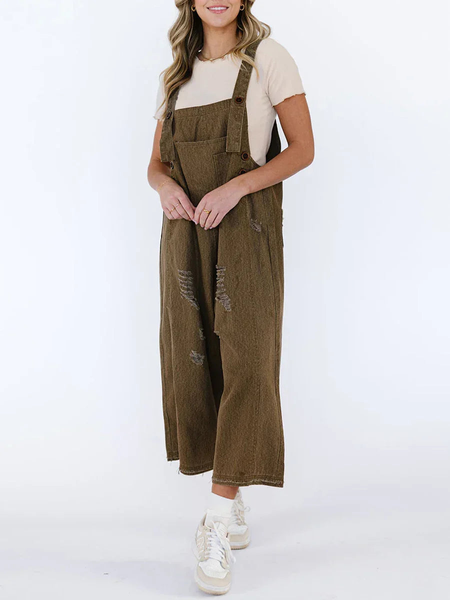 Hazel Washed Denim Overalls
