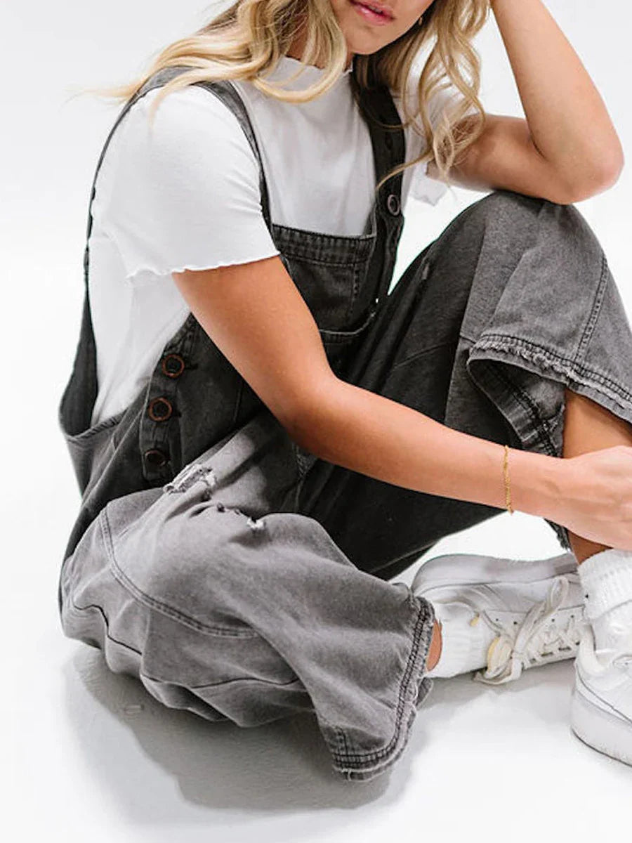 Hazel Washed Denim Overalls