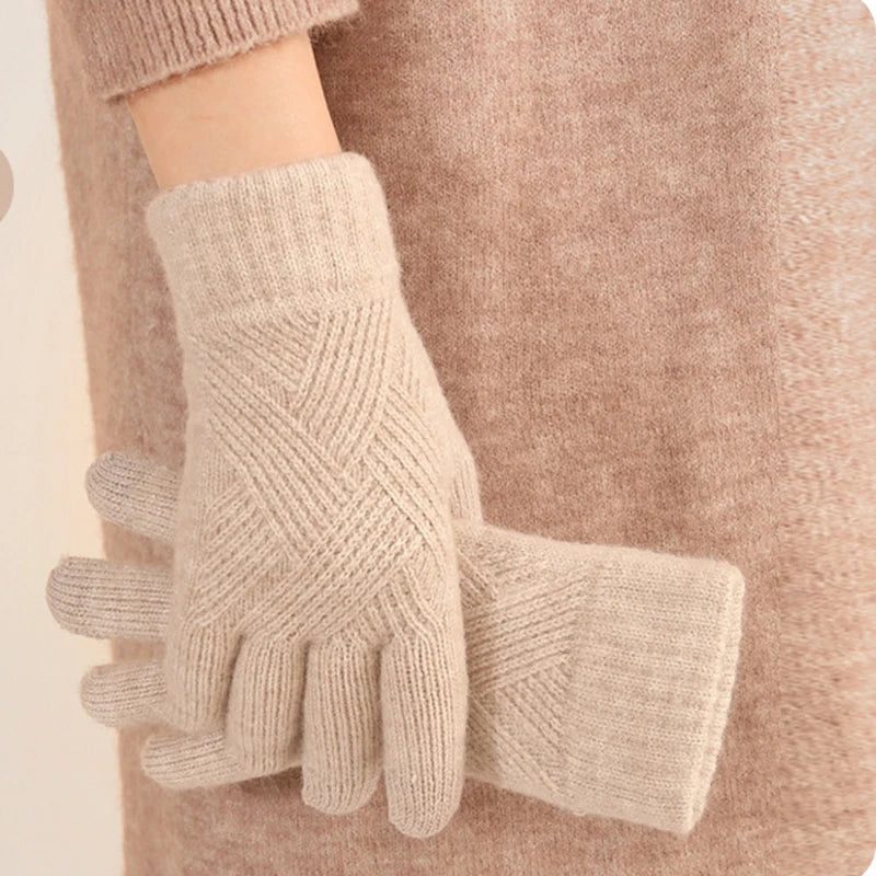 Diamond Knit Cashmere Gloves