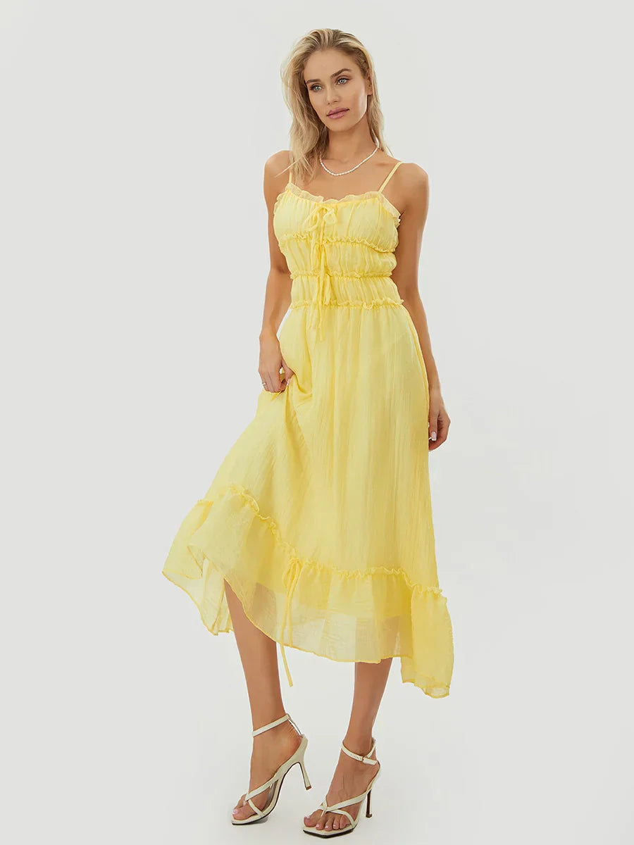 Clementine Frill Lace-up Dress
