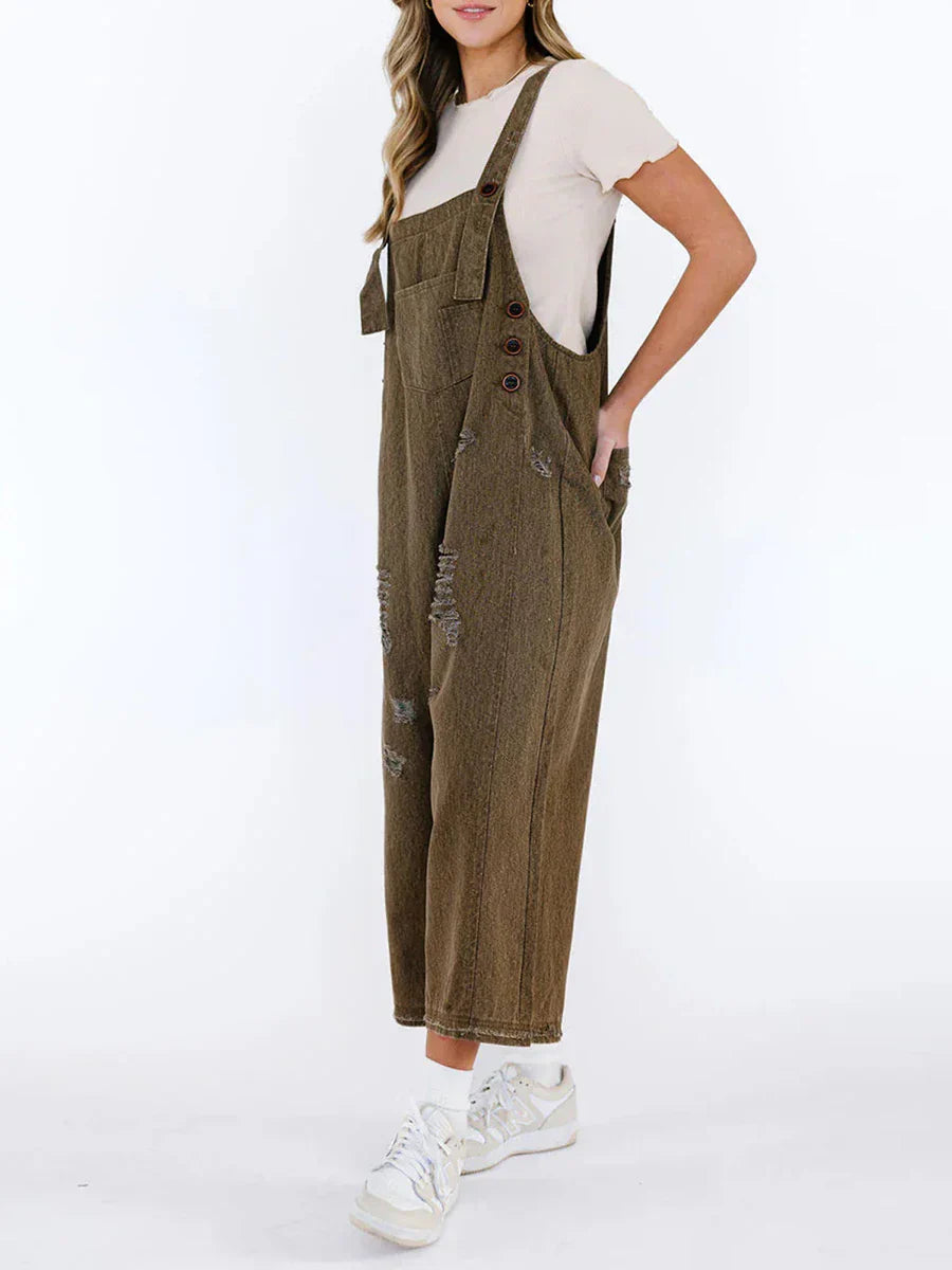 Hazel Washed Denim Overalls