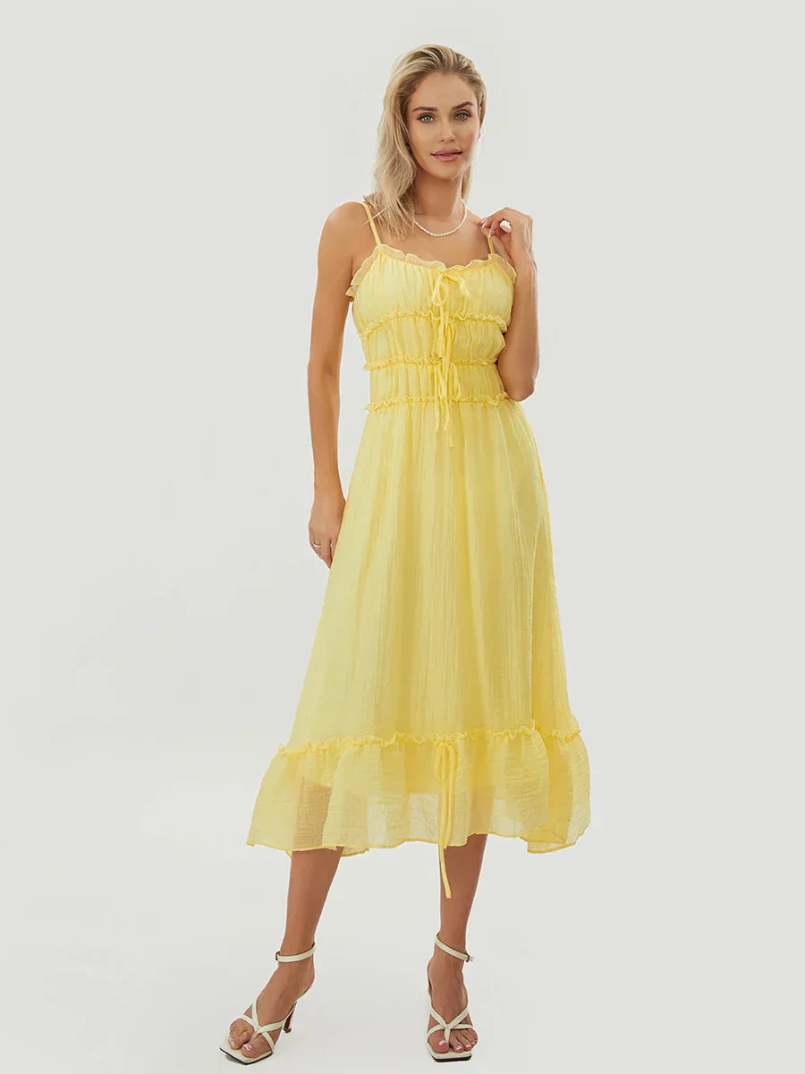 Clementine Frill Lace-up Dress
